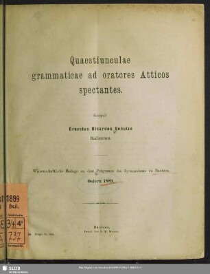 Quaestiunculae grammaticae ad oratores Atticos spectantes