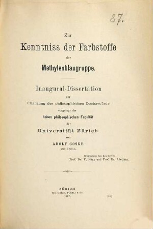 Zur Kenntniss der Farbstoffe der Methylenblaugruppe