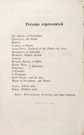 Pseudo-Shakspere'sche Dramen, 2. Arden of Feversham : ein Shakspere zugeschriebenes Drama