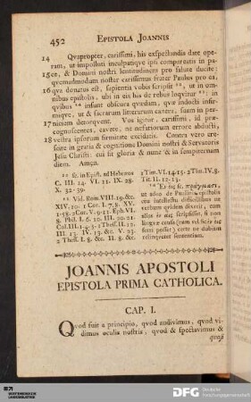Joannis Apostoli Epistola Prima Catholica.
