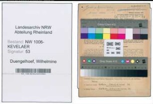 Entnazifizierung Wilhelmine Duengelhoef , geb. 04.08.1887 (Gastwirtin)