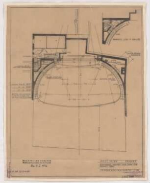 Deli-Lichtspiele, Breslau: Grundriss Rangkurve, Treppen 1:100 (von Inv.Nr. 3361)