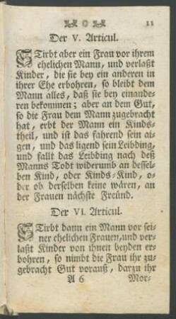Der VI. Articul