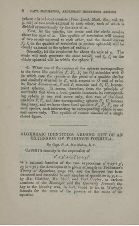 Algebraic identities arising out of an extension of Waring's formula.