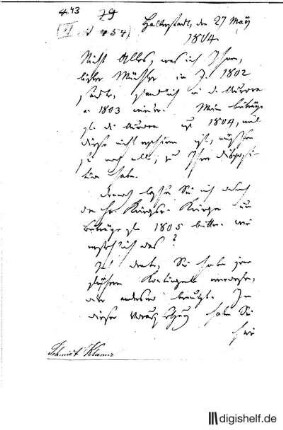 43: Brief von Klamer Eberhard Karl Schmidt an Karl Müchler : Becker, Rudolf Zacharias; Becker, W. G.;