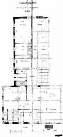 Goldshöfe: Empfangsgebäude Verwaltungsgebäude Grundriß 2.OG (Diensträume,Wohnungen)