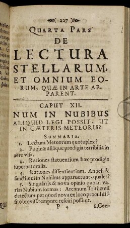 Caput XII. Num In Nubibus Aliquid Legi Possit, Ut In Cæteris Meteoris?