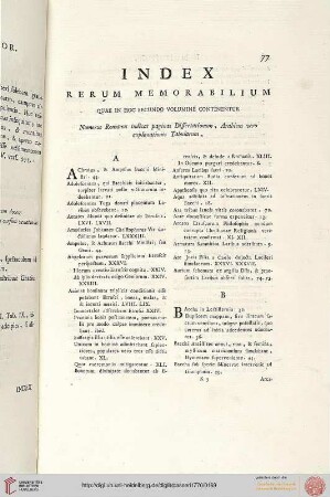 Index Rerum Memorabilium