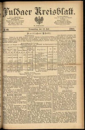 Erste Ausgabe vom Donnerstag, den 12. Juli 1900.