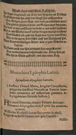 Monachica Epitaphia Latina.