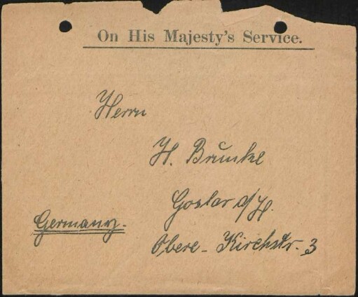 [Paul Brunke an H. Brunke in Goslar]