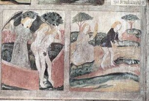 Vertreibung aus dem Paradies und Adam und Eva bei der Arbeit