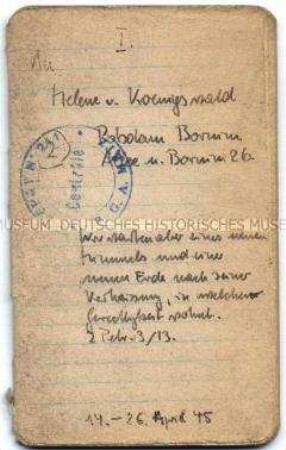 Tagebuch (Band 1) von Harald von Koenigswald über die Endphase des Zweiten Weltkrieges in Norwegen, aufgeschrieben für seine Ehefrau - Familienkonvolut