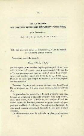 Sur la théorie des fonctions numériques simplement périodiques.