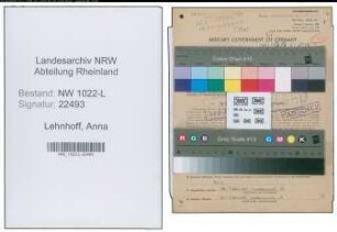Entnazifizierung Anna Lehnhoff , geb. 21.09.1911 (Kinderschwester)