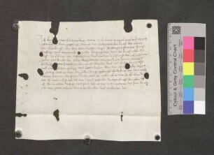 Ritter Heinrich von Grünenberg erklärt, daß er einen Brief vom Schultheißenamt zu Breisach, lautend auf 5.400 Gulden, und einen Brief über den Hof zu Kirchen nebst anderen bei Markgraf Rudolf von Hochberg deponiert habe.