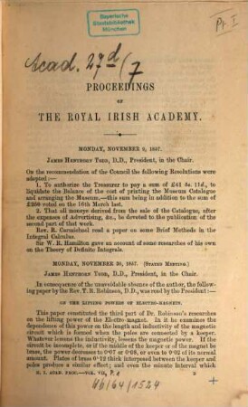 Proceedings of the Royal Irish Academy : for the year ... 7. 1857/61. - 1862