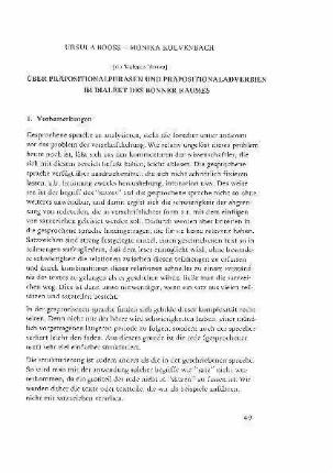 Über Präpositionalphrasen und Präpositionaladverbien im Dialekt des Bonner Raumes
