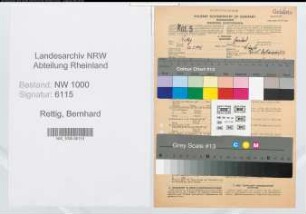 Entnazifizierung Bernhard Rettig, geb. 22.01.1908 (Verw.Angest.)