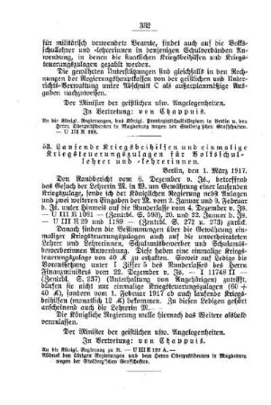 Laufende Kriegsbeihilfen und einmalige Kriegsteuerungszulagen für Volksschullehrer und -lehrerinnen : [G. Öffentliches Volksschulwesen]