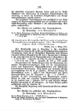 Laufende Kriegsbeihilfen und einmalige Kriegsteuerungszulagen für Volksschullehrer und -lehrerinnen : [G. Öffentliches Volksschulwesen]