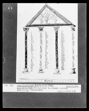 Evangeliar aus Metz — Evangeliar aus Metz, Folio 12versoKanontafel