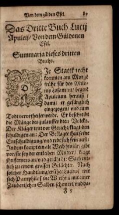 Das Dritte Buch Lucii Apuleii/ Von dem Guldenen Esel.