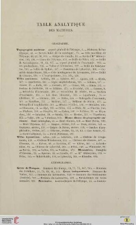 Table analytique des matiéres