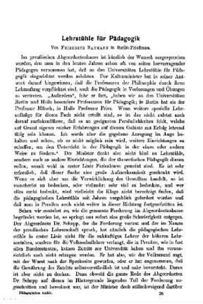 Lehrstühle für Pädagogik