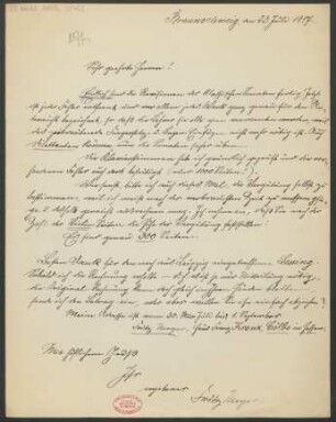 Brief an B. Schott's Söhne : 23.07.1917