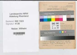 Entnazifizierung Wilhelm Netzer , geb. 10.07.1909 (Angest.)