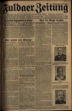 Erste Ausgabe vom Sonntag, den 16. November 1930.