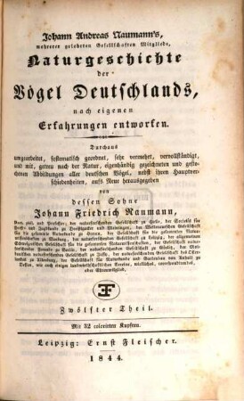 Johann Andreas Naumann's Naturgeschichte der Vögel Deutschlands : nach eigenen Erfahrungen entworfen, 12