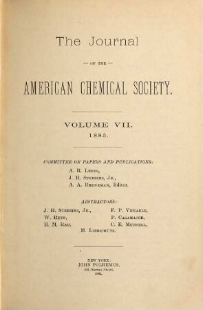 Journal of the American Chemical Society : JACS. 7. 1885