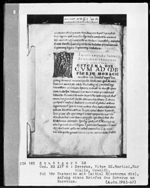Sulpicius Severus und Pseudo Aurelianus - Vitae Sanctorum Martini, Martialis, Oswaldi — Sulpicius Severus, Folio 1recto-70verso — ---, Folio ---Initiale H (esterna die), Folio 18 verso
