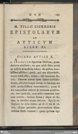 Epistolarum Ad Atticum Liber XI