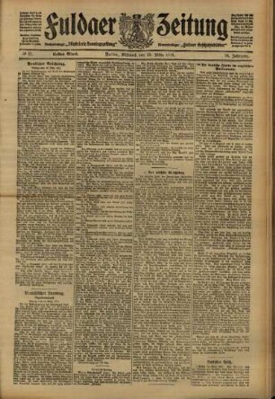 Erste Ausgabe vom Mittwoch, den 15. März 1911.