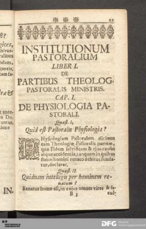 Liber I. De Partibus Theolog. Pastoralis Ministris.