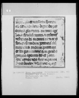 Fragment aus einem Missale, Text