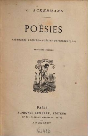 Poésies : Premières poésies - poésies philosophiques