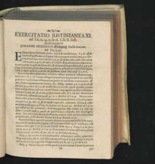 Exercitatio Iustinianea XI. Respondente Johanne Friderico Stützing ...