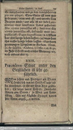 XXIX. Praecedenz-Streit unter den Geistlichen ist sehr gefährlich
