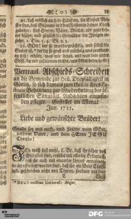 Vertraul. Abschieds-Schreiben