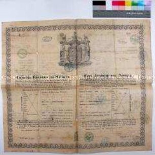 Preußischer Reisepass für Leopold Hermann von Boyen und Gemahlin nach Frankreich, Spanien und Italien (in französischer und deutscher Sprache)