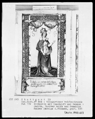 Welfenchronik — Kaiserin Judith, Gemahlin Ludwigs des Frommen (805-848), Folio 11verso