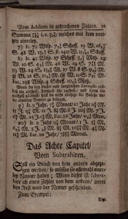 Das Achte Capitel. Vom Subtrahiren.