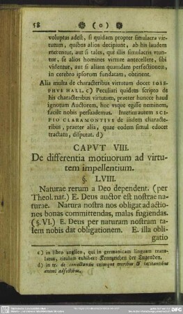 Caput VIII. De differentia motivorum ad virtutem impellentium