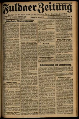 Erste Ausgabe vom Freitag, den 06. März 1931.