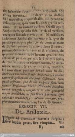 Exercit. VII. De Aristotele.