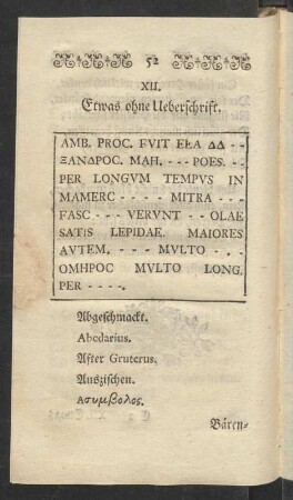 XII. Etwas ohne Ueberschrift
